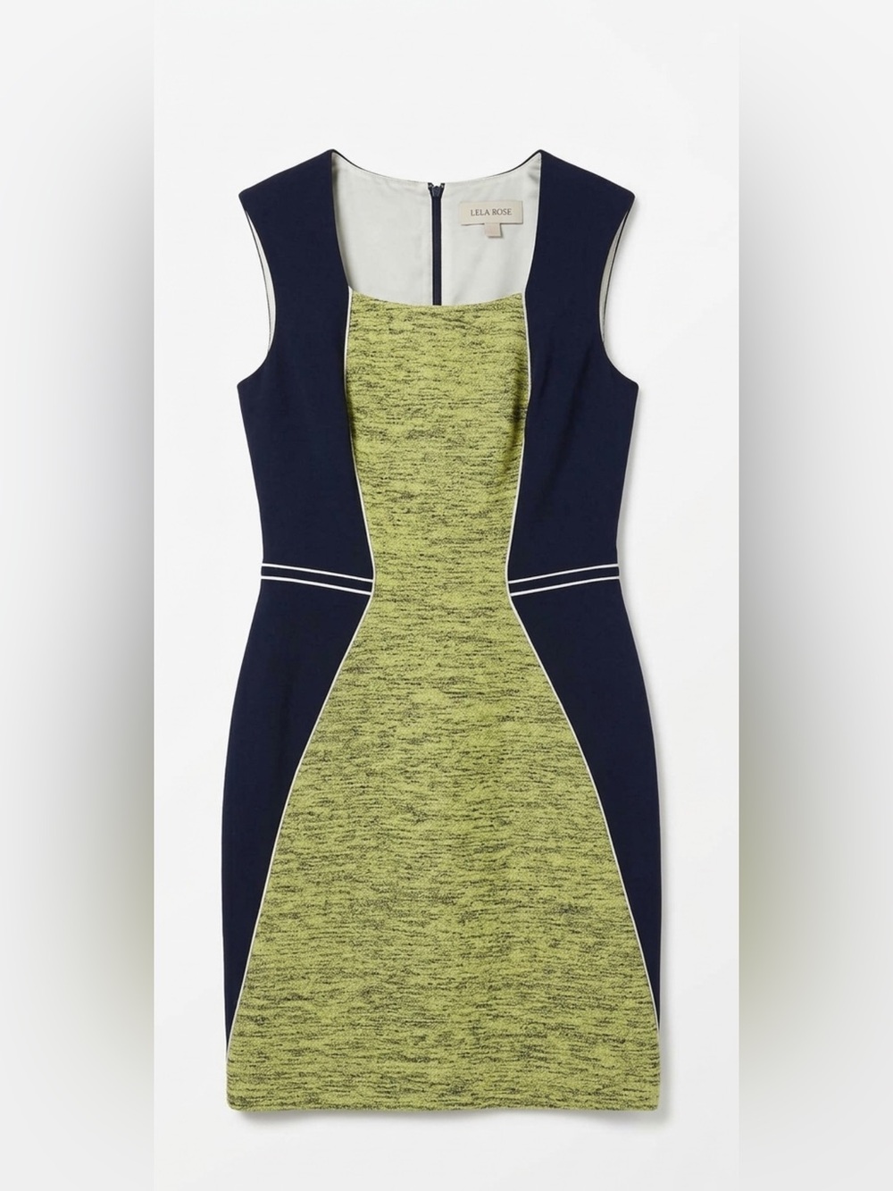 Lela Rose Green and Navy Sheath Dress